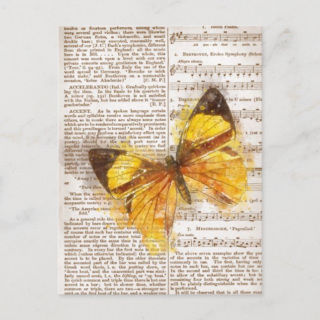 Yellow Butterfly Collage Postkarte (Vorderseite)