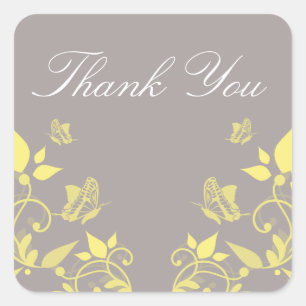 Yellow Butterfly Floral Danke Stickers