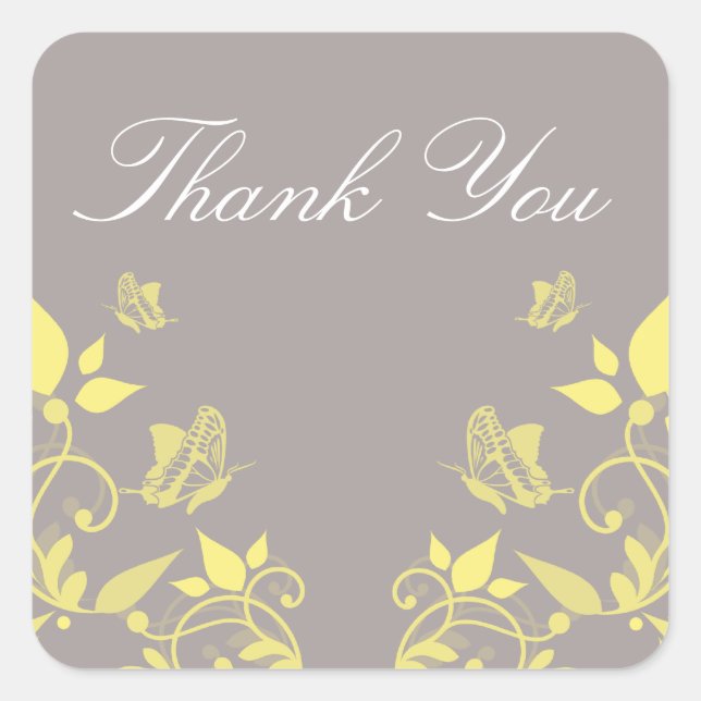 Yellow Butterfly Floral Danke Stickers (Vorderseite)