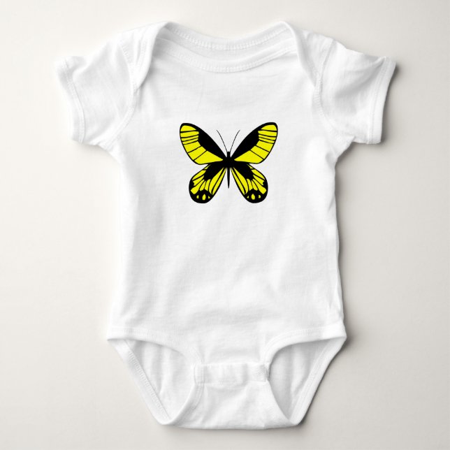 Yellow Butterfly Graphic Baby Bodysuit Cute Nature Strampler (Vorderseite)