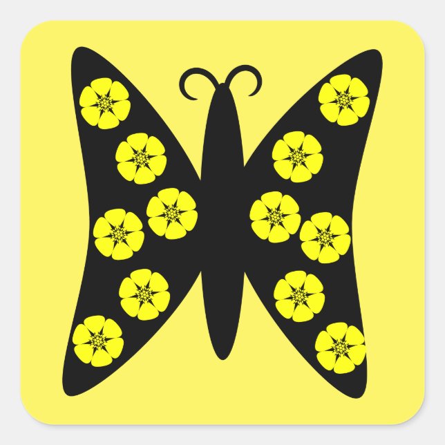 Yellow Butterfly Quadratischer Aufkleber (Vorderseite)