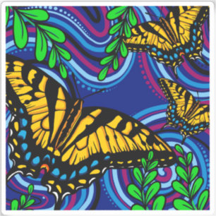 Yellow Butterfly Vinyl Sticker