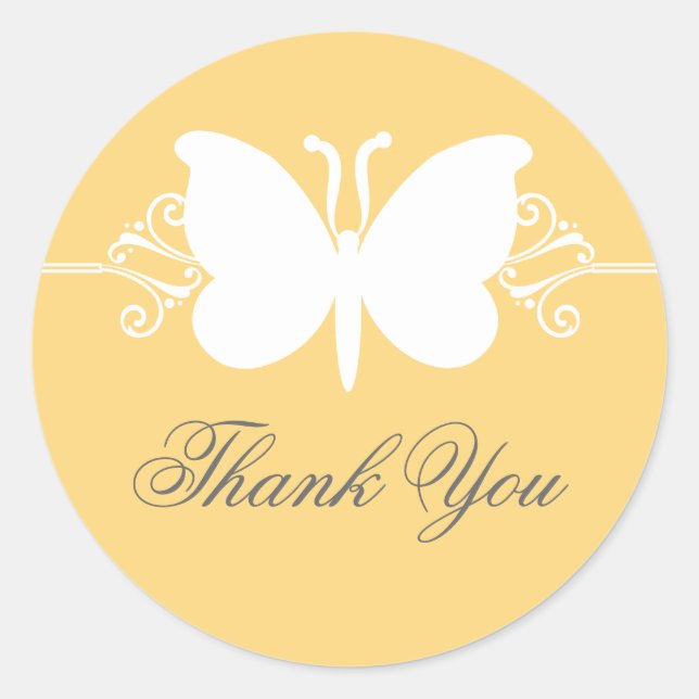 Yellow Butterfly Wirbel Danke, Stickers (Vorderseite)