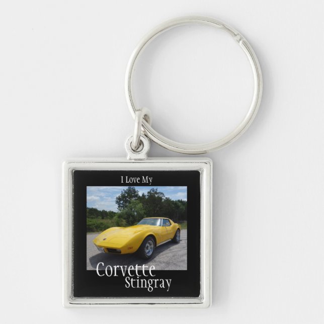 Yellow C3 1973 Corvette Stingray Key Chain Schlüsselanhänger (Vorne)