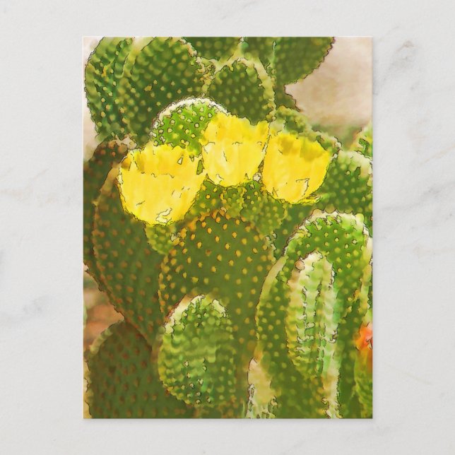 YELLOW CACTUS-BLUME POSTKARTE (Vorderseite)