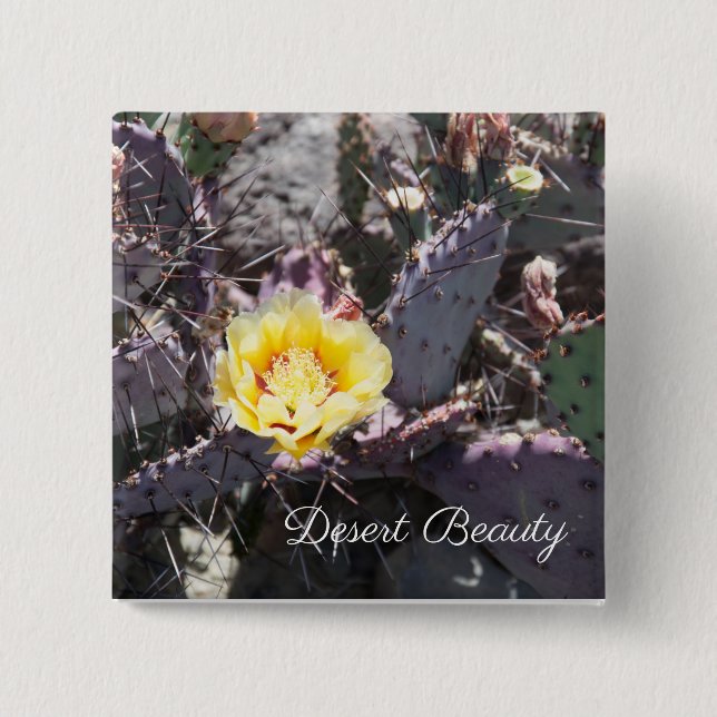 Yellow cactus flower in spring button (Vorderseite)