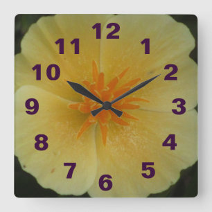 Yellow California Flower Quadratische Wanduhr