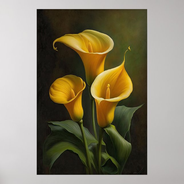 Yellow Calles Lilies Lily Blume Poster (Vorne)
