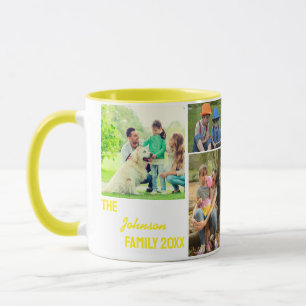 Yellow Calligraphy Family Foto Collage Tasse