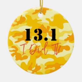 Yellow Camouflage 13.1 Marathon I DID IT Running A Keramik Ornament