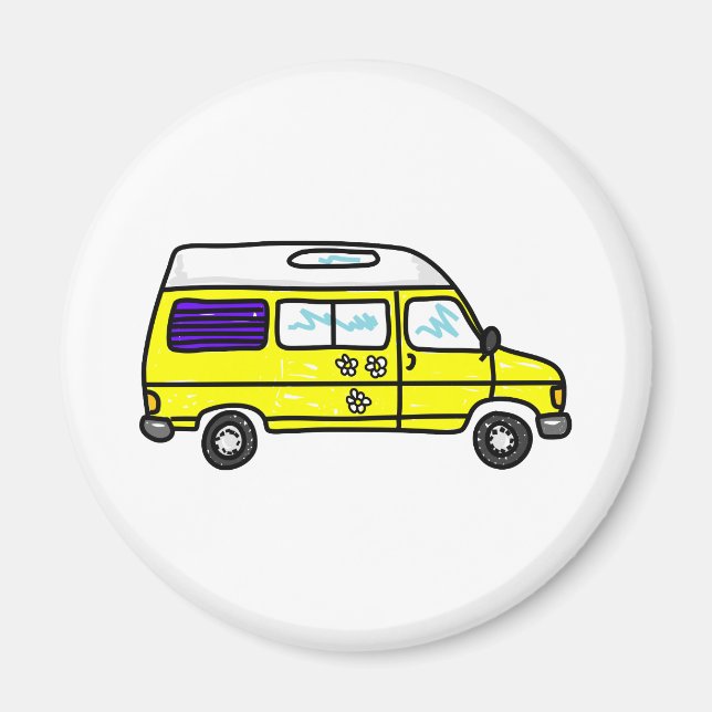 Yellow Campervan Magnet (Vorne)