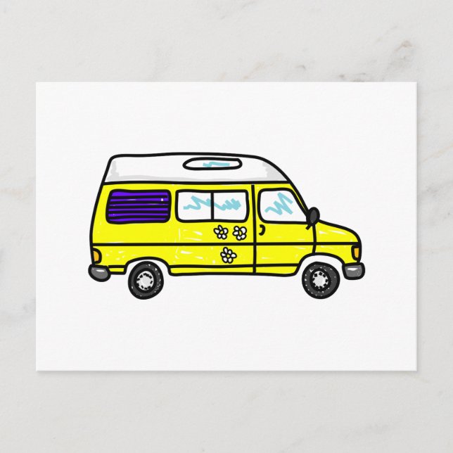 Yellow Campervan Postkarte (Vorderseite)