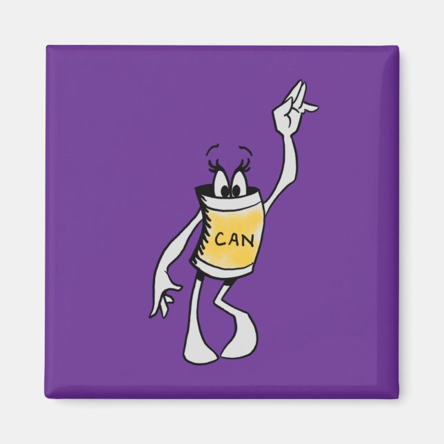 Yellow Can Creature Square Magnet (Vorne)