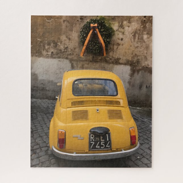 Yellow Car Green Wreath Holiday Joy Puzzle (Vertikal)