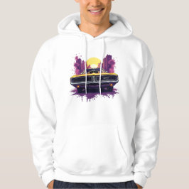 Yellow Car with Street Art Skyline Design Hoodie