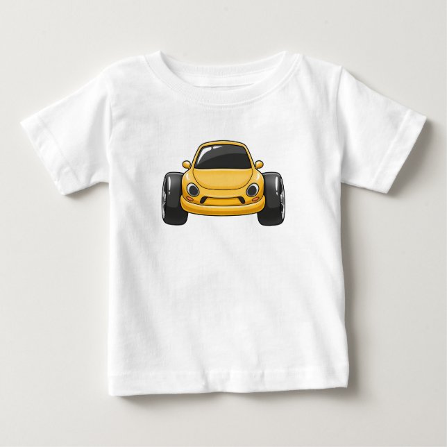 Yellow Cartoon Car  Baby T-shirt (Vorderseite)