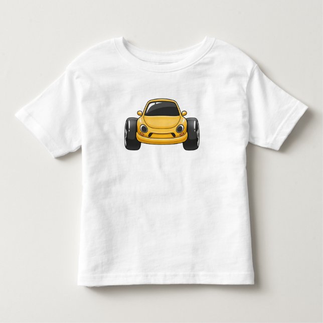 Yellow Cartoon Car  Kleinkind T-shirt (Vorderseite)