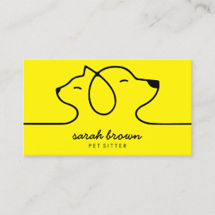 Yellow Cat Dog Line Logo Petsitter Visitenkarte