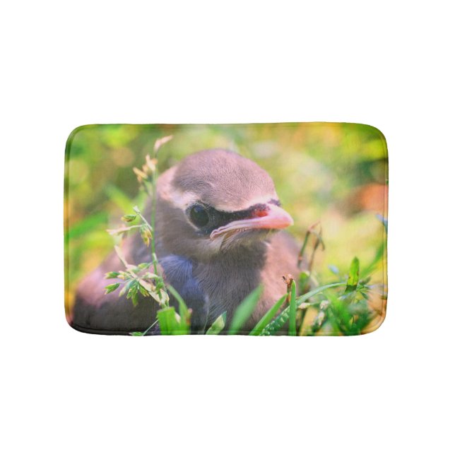 Yellow Cedar Waxwing Fledgling Bird Badematte (Vorderseite)
