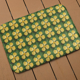Yellow Celandine Poppy Floral Pattern Badematte