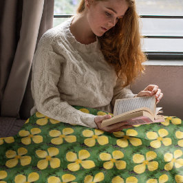 Yellow Celandine Poppy Floral Pattern Fleecedecke