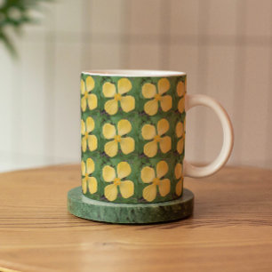 Yellow Celandine Poppy Floral Pattern Tasse
