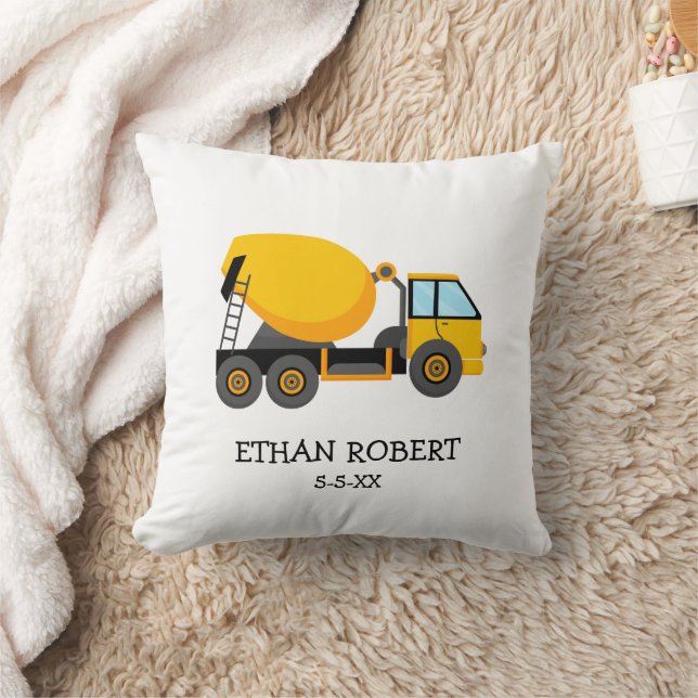 Yellow Cement Construction Truck Custom Baby Boy Kissen (Decke)