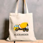 Yellow Cement Mixer Kids Personalisiert Constructi Tragetasche<br><div class="desc">Diese Kindertote-Tasche zeigt eine Abbildung eines gelben Zementmischers. Personalisieren Sie es mit dem Namen Ihres Kindes in schwarzen Buchstaben. Macht eine tolle Buchtasche!</div>
