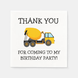 Yellow Cement Truck Child's Birthday Danke Serviette