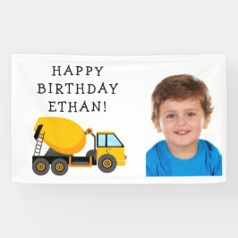 Yellow Cement Truck Child's Birthday Foto Banner