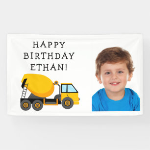 Yellow Cement Truck Child's Birthday Foto Banner