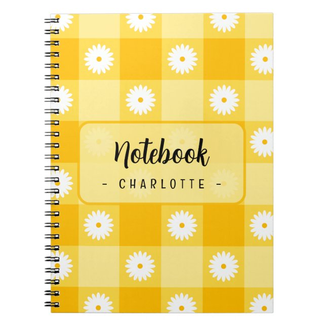 Yellow Checkered Floral Notizblock (Vorderseite)