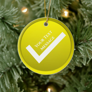 Yellow Checkmark Symbol Weihnachten Keramik Ornament
