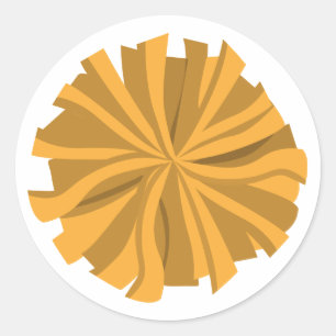 Yellow Cheerleader Pom Pom Runder Aufkleber