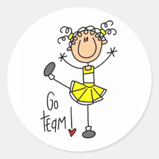 Yellow Cheerleader Runder Aufkleber