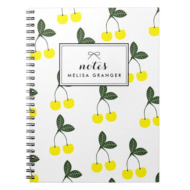 Yellow Cherries Muster Personalisiertes Notebook Notizblock (Vorderseite)