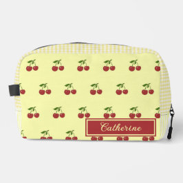 Yellow Cherry Gingham Pattern Simple Red Fruit Waschbeutel