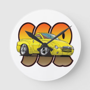 Yellow Chevy SSR Runde Wanduhr