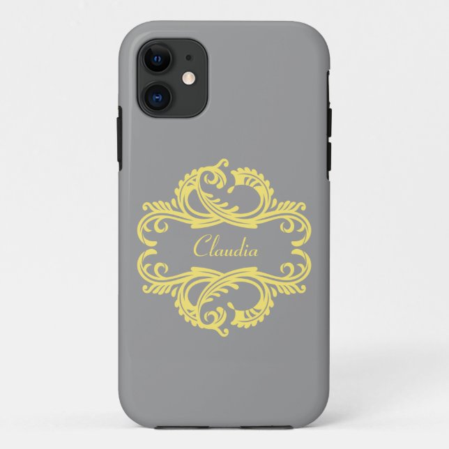 Yellow Chic Damask BT iPhone 5 Fall Case-Mate iPhone Hülle (Rückseite)