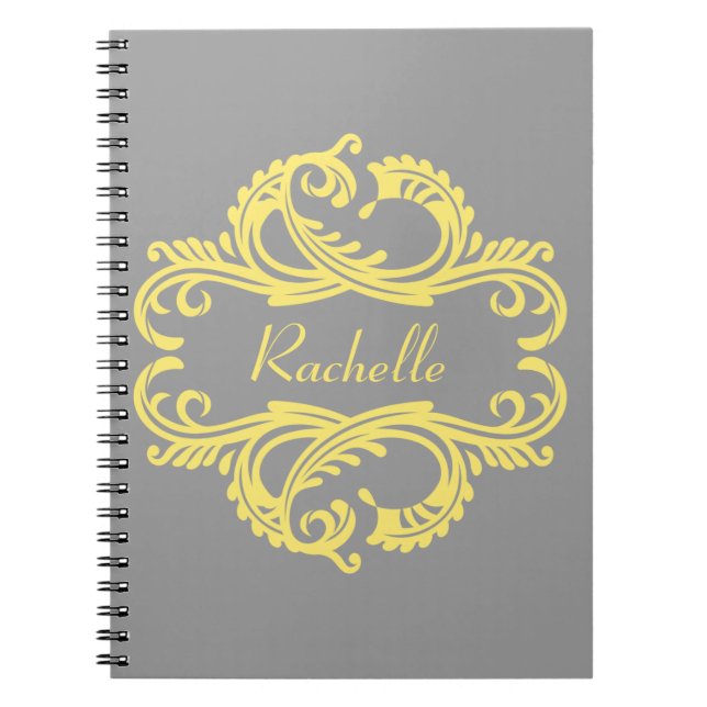 Yellow Chic Damask Notebook Notizblock (Vorderseite)