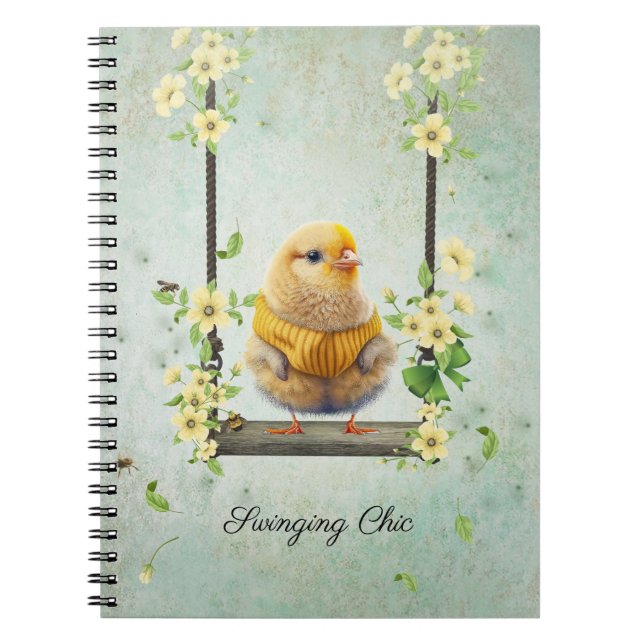 Yellow Chic Swinging Blume Vine Notebook Notizblock (Vorderseite)
