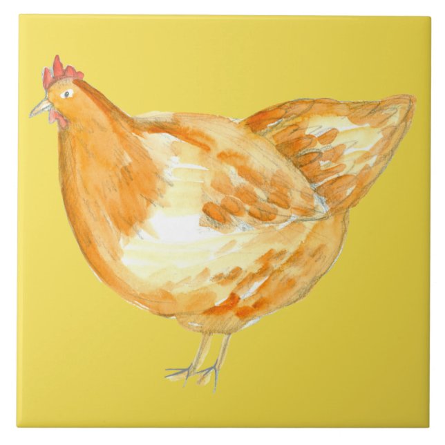 Yellow Chicken Hen Fliese (Vorderseite)