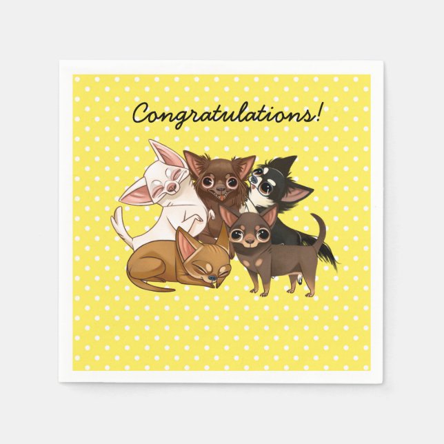 Yellow Chihuahua Paper Party Napkins Serviette (Vorderseite)