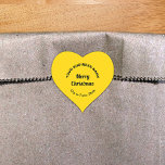 Yellow Christmas Business Heft Shape Sticker<br><div class="desc">Frohe Weihnachten! Einer der bekanntesten Feiertage des Jahres. Es ist auch eine der besten Jahreszeiten für Werbung für Ihr Unternehmen. Herzform Aufkleber mit fröhlichen Weihnachtsgrüßen, Ihrem Firmennamen, Stadt oder Stadt und Staat. Sie können es als Zubehör für Ihr Produktverpackungsmaterial verwenden, um Ihren Produktnamen zu fördern. Sie können es auch als...</div>