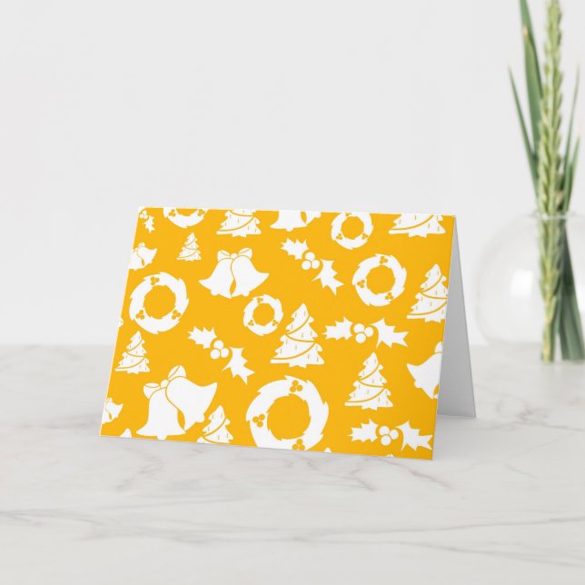 Yellow Christmas Pattern Feiertagskarte (Vorderseite)