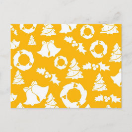 Yellow Christmas Pattern Feiertagspostkarte