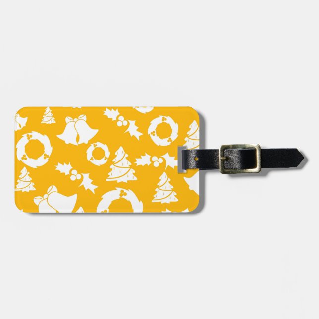 Yellow Christmas Pattern Gepäckanhänger (Vorderseite horizontal)