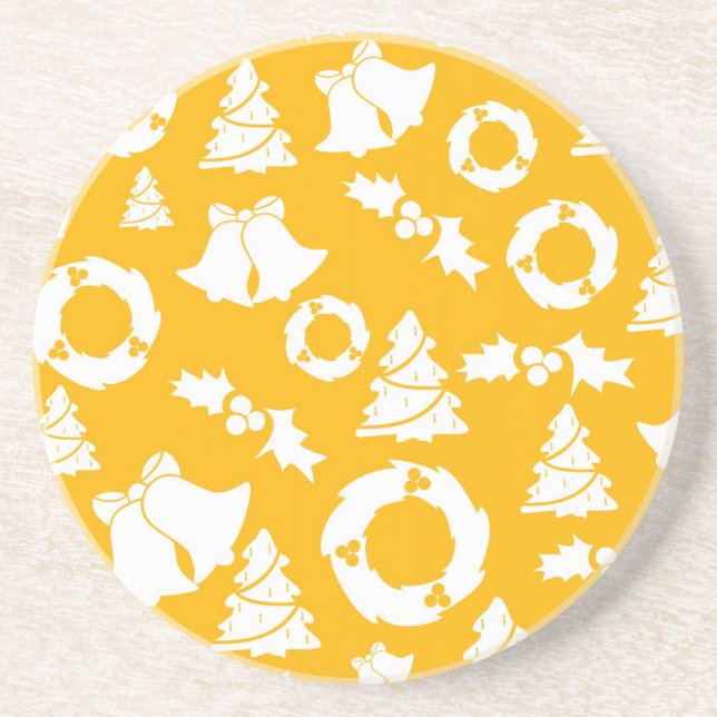 Yellow Christmas Pattern Getränkeuntersetzer (Vorne)
