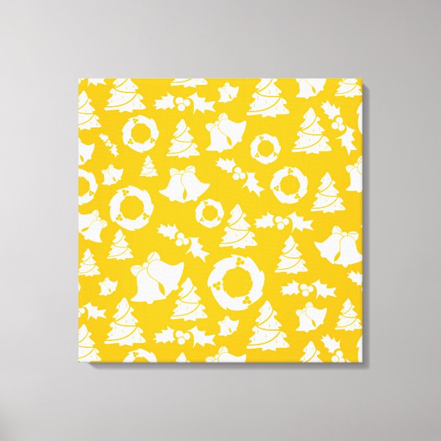 Yellow Christmas Pattern Leinwanddruck (Vorderseite)