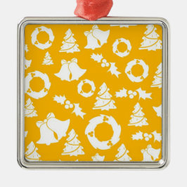 Yellow Christmas Pattern Ornament Aus Metall